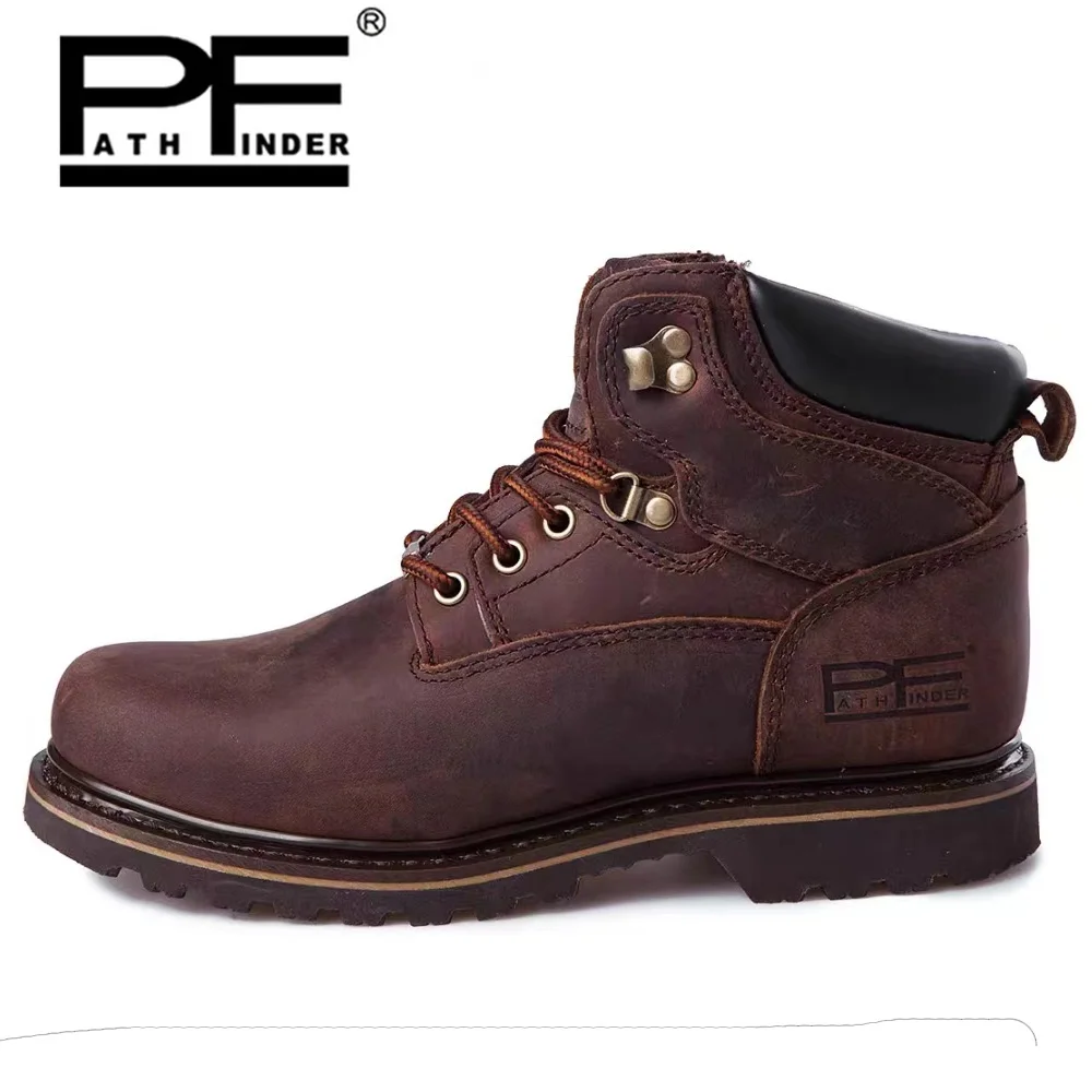 Work Boot Steel Toe - pf erkek Moda Hakiki Deri Motosiklet