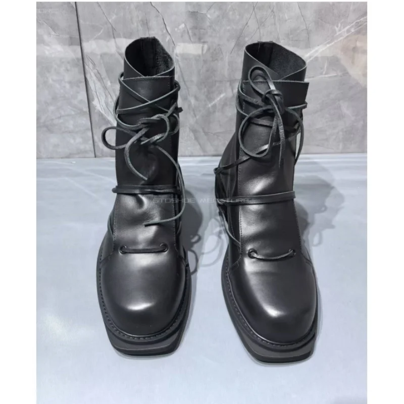 Chelsea Boots Suede - Siyah Hakiki Deri Kare Ayak Kısa