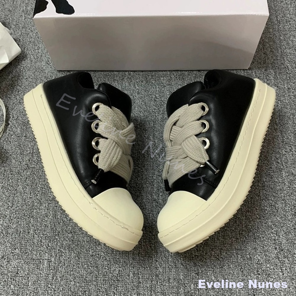 Canvas Sneaker High - Unisex Siyah Deri Platform Spor Ayakkabı