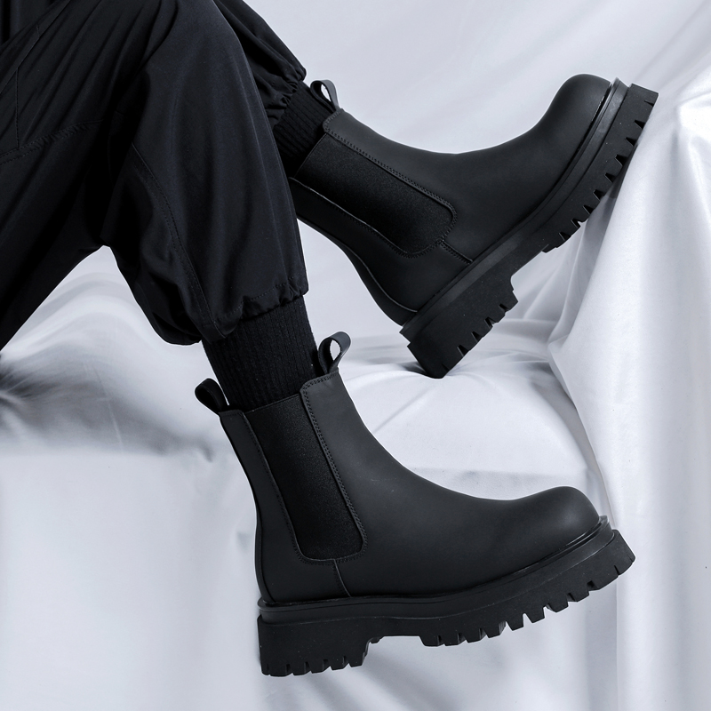 Chelsea Boots Suede - 2026 Platform Siyah Yüksek Bilekli Botlar
