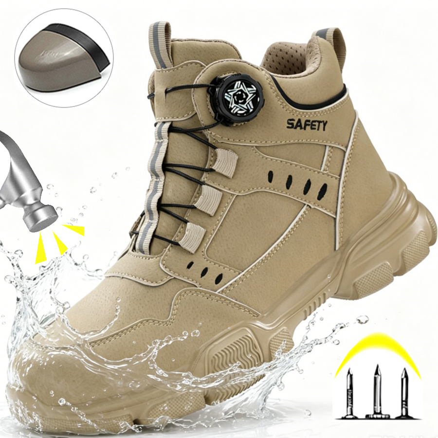 Work Boot Steel Toe - Su Geçirmez Deri Erkek İş Güvenliği