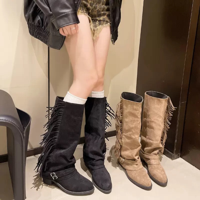 Kadın diz boyu çizmeler püskül - Chelsea Boots Suede incelemesi ve fiyatı