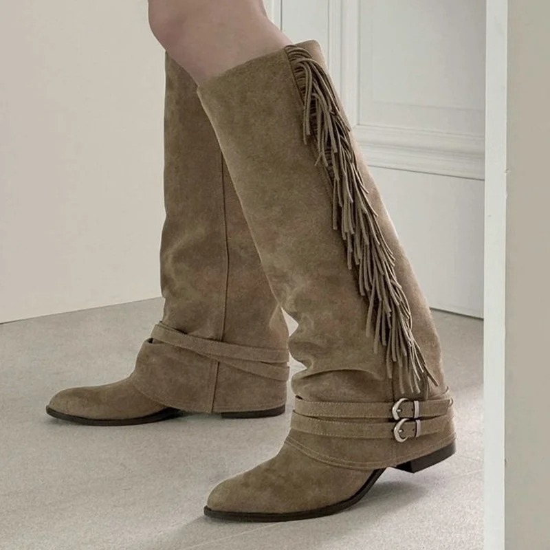 Kadın diz boyu çizmeler püskül - Chelsea Boots Suede incelemesi ve fiyatı